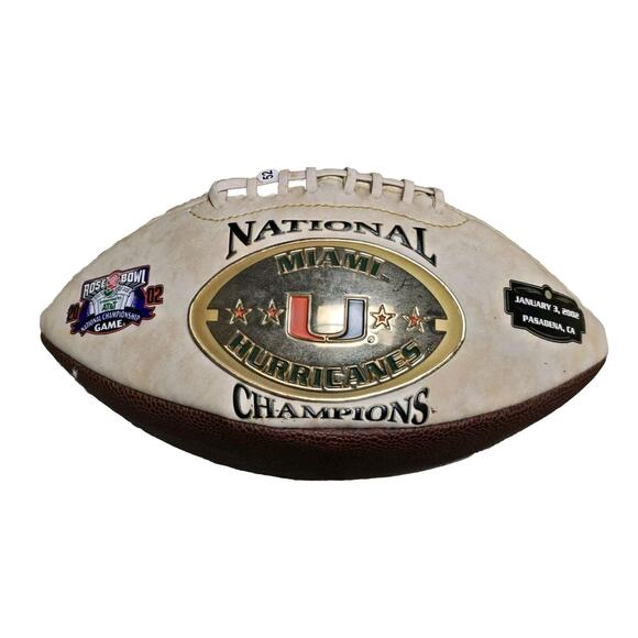 2001 UNIVERSITY MIAMI HURRICANES NATIONAL CHAMPS FULL SIZE FOOTBALL BRAND - Picture 1 of 5